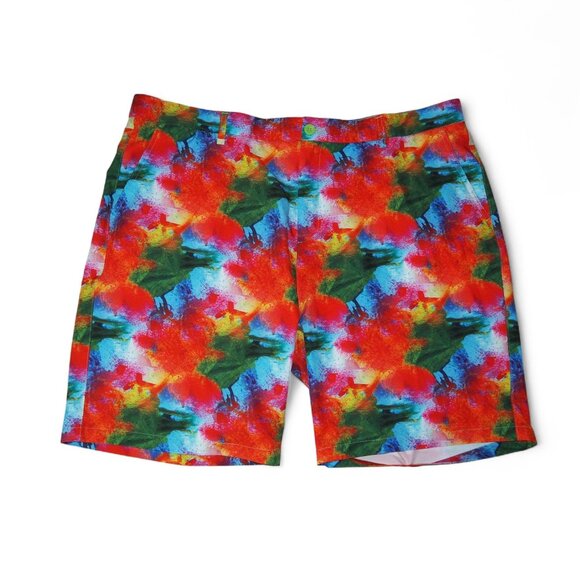 Hreski Colorful Paint Splatters Golf Shorts Men's 44 Multicolor 184 - Picture 1 of 7